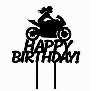 TOPPER CAKE BIKER BIKER BIKER MOTORCYCLE MOTORCYCLE ROUTES TRAVEL WOMAN