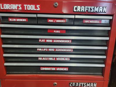 Craftsman style toolbox labels