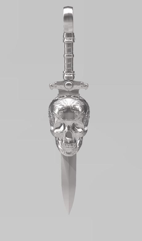 Sword and skull pendant