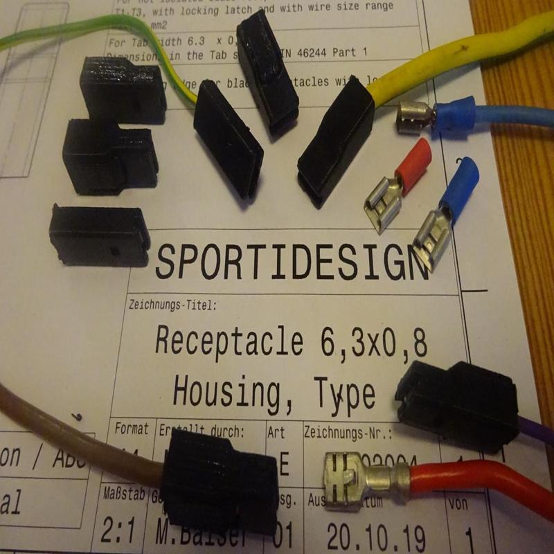 receptacle 6.3 housing with or without isolation