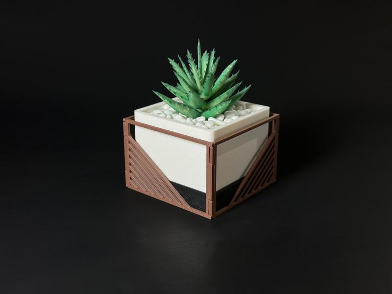 Modern Planter with Built-in Tray - Customizable