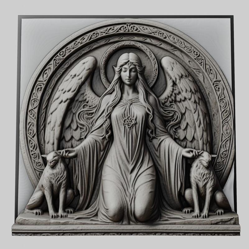 Lord of Rings Galadriel 3d printer relief medallion stone tablet obj stl