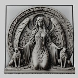 Lord of Rings Galadriel 3d printer relief medallion stone tablet obj stl