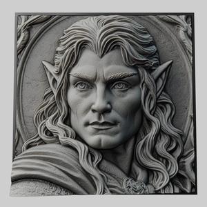 Lord of Rings Elrond 3d printer relief medallion stone tablet obj stl