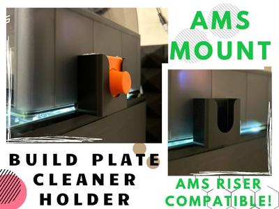 AMS Mount Build Plate Cleaner Holder - Riser comp.