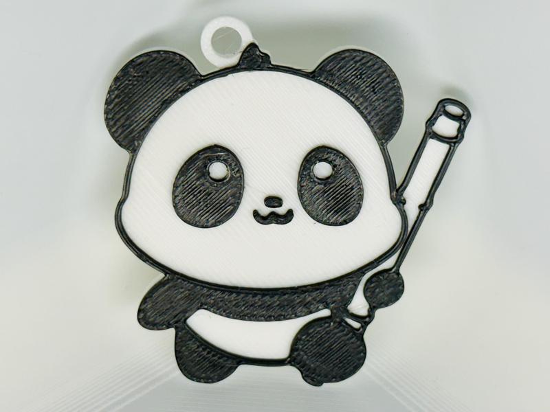 Panda Holding Bamboo Keychain