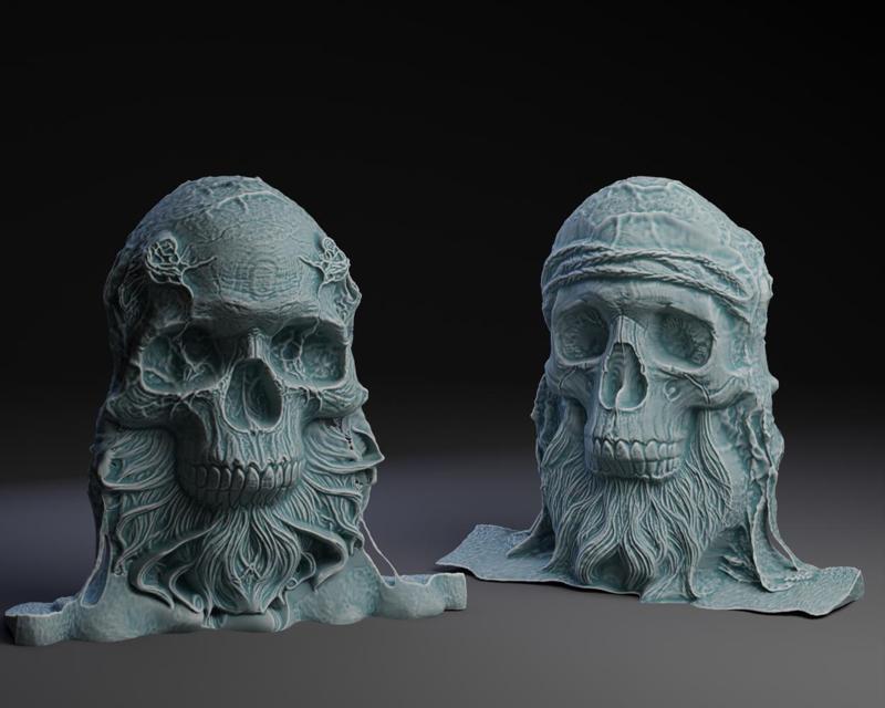 Two Sided Ice Beard Skull