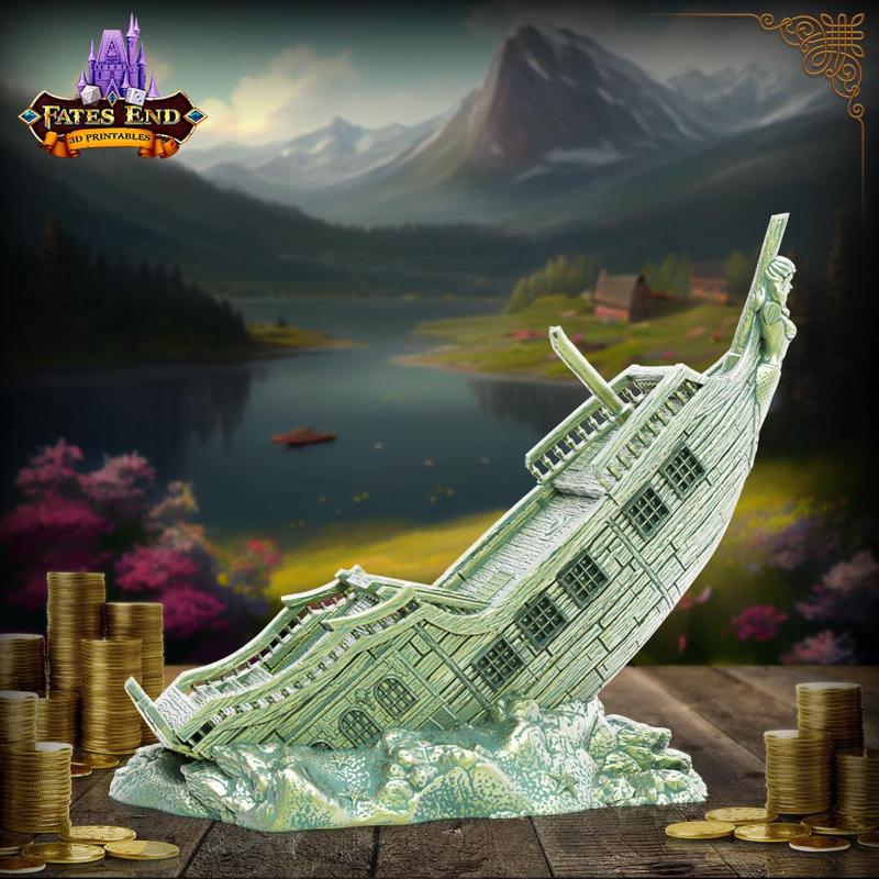 Sunken Pirate Ship Bank - SUPPORT FREE!