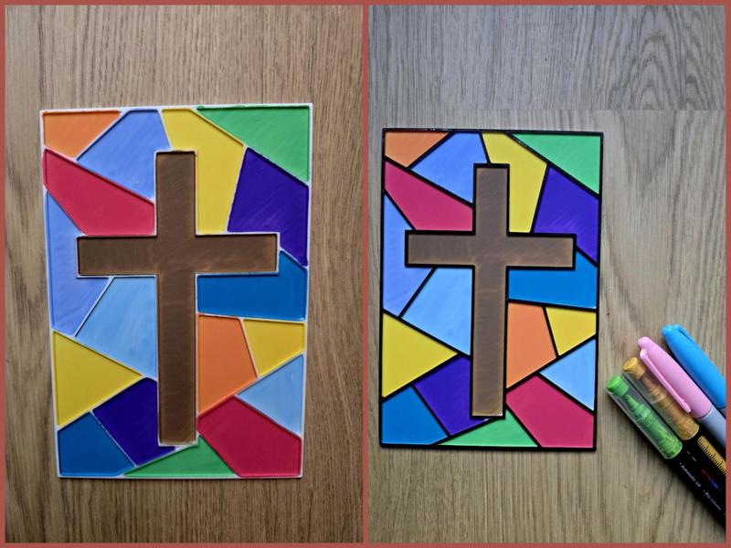 Cross Stained Glass DIY Coloring Panel NO AMS