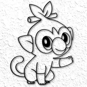 pokemon GROOKEY wall art, pokemon wall decor