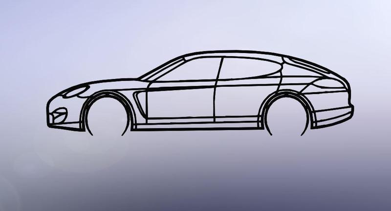 Line art Panamera, Wall art panamera, 2d art panamera, Porsche
