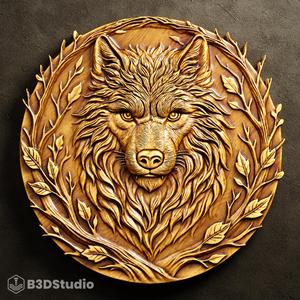 Wolf Relief for CNC Laser and 3D Print STL File and 4K Grayscale TIF - High Detail 3D Model