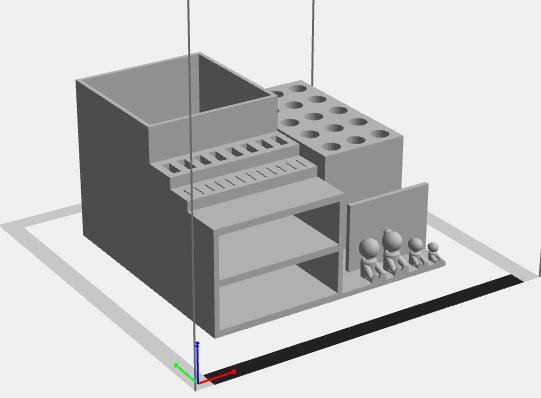 Lapicera con cajones y accesorio para guardar memorias
