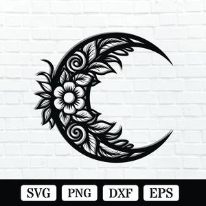 Floral Moon Metal Wall Art Laser Cut Files