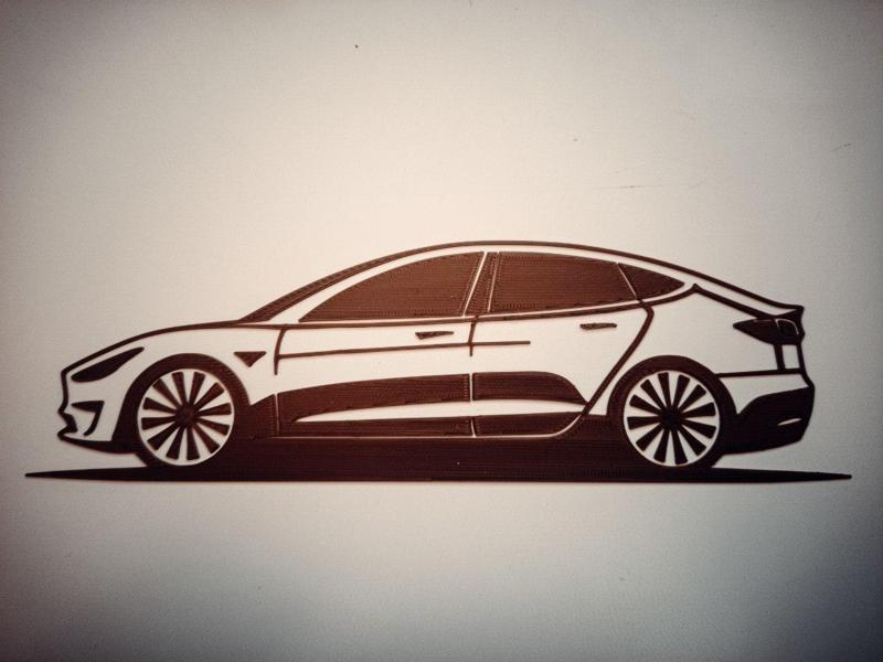 Tesla Model 3 Silhouette Wall Art