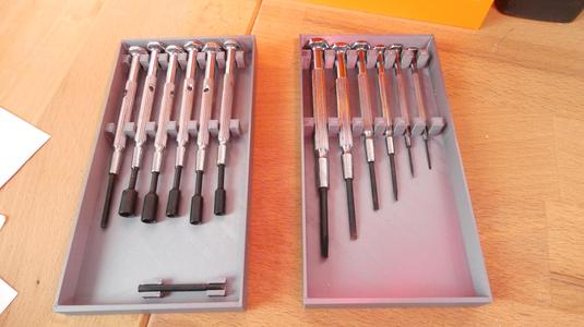 Precision screwdriver inlay for desktop mini toolbox