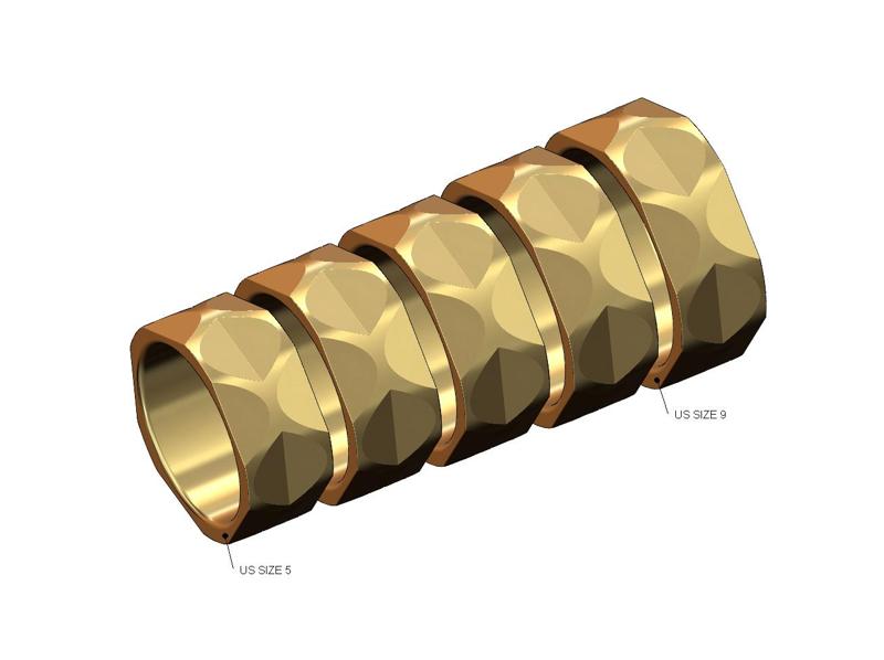 Wide round facets fashion band US sizes 5to9 3D print model