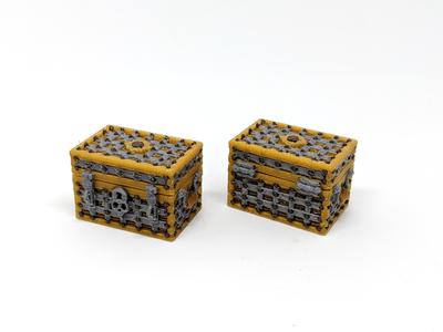 Square Strapped Treasure Chest - Multimaterial