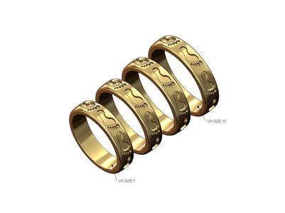 Footprint pattern band US sizes 7to10 3D print model