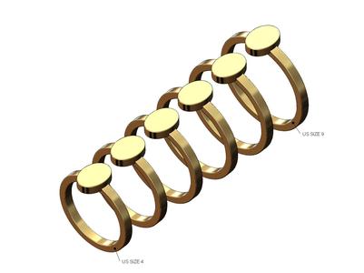 Vertical oval shaped ring US sizes 4to9 3D print model