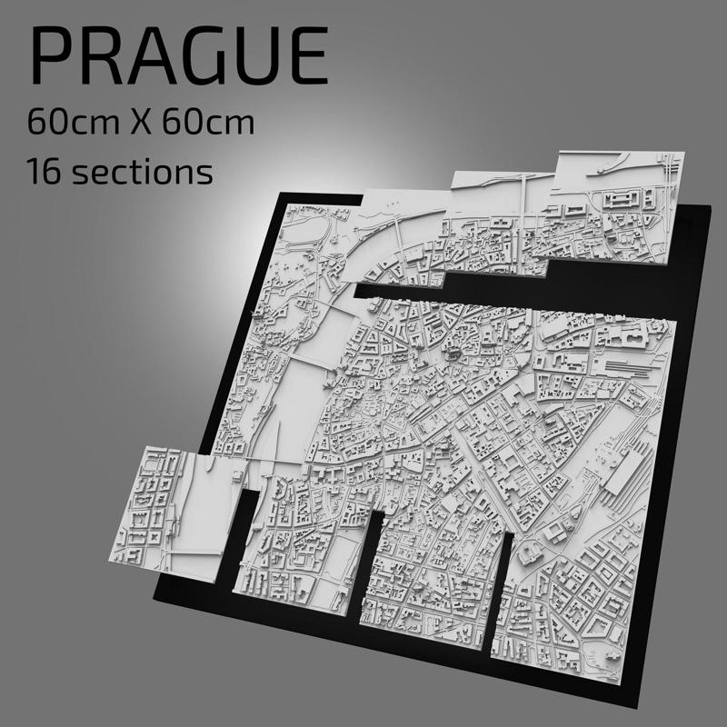 3D Prague | Digital Files | 3D STL File | Prague 3D Map | 3D City Art | 3D Printed Landmark | Model of Prague Skyline | 3D Art