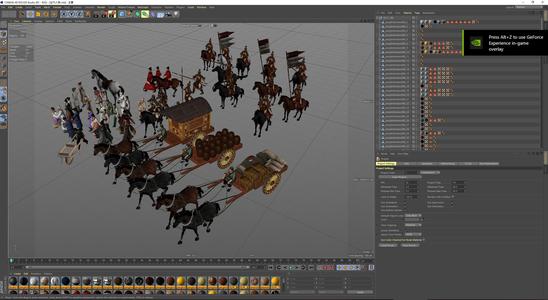Chinese Ancient Characters Old Man Soldier Carriage Market 3D model
