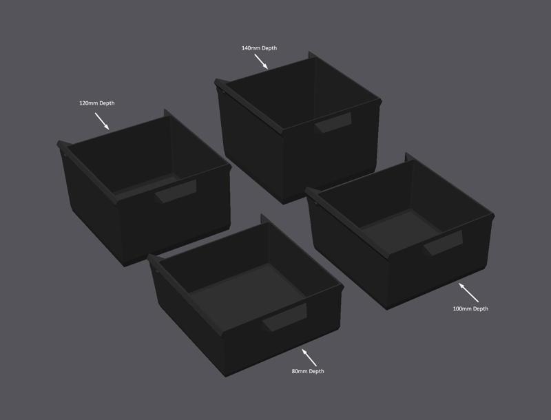 Under Desk Drawer - Larger Depth (80mm, 100mm, 120mm, 140mm)