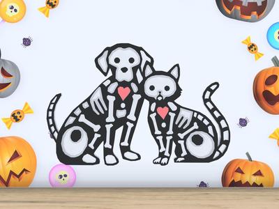 Skeleton Pets - Halloween Decor