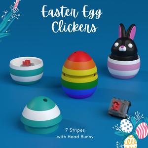 Easter Egg  Clickers - 7 Stripes with Head Bunny