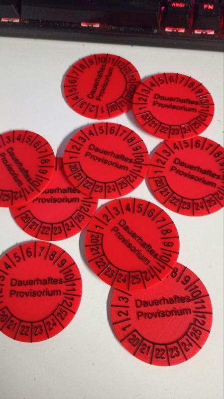 Prüfplakette Dauerhaftes Provisorium