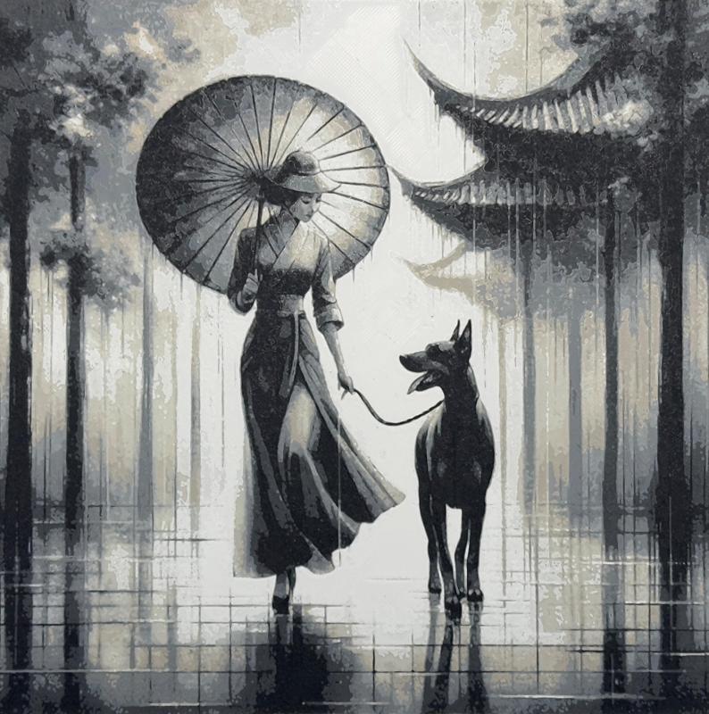 walking the dog - filament painting