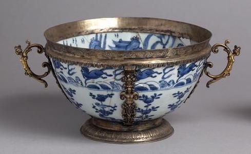 Silver-gilt mounted Chinese bowl