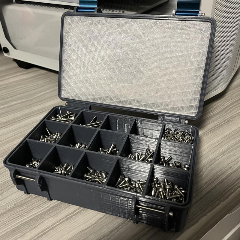 Rugged organizing Box for M3/M4 Screws (Update: added version without text in lid)