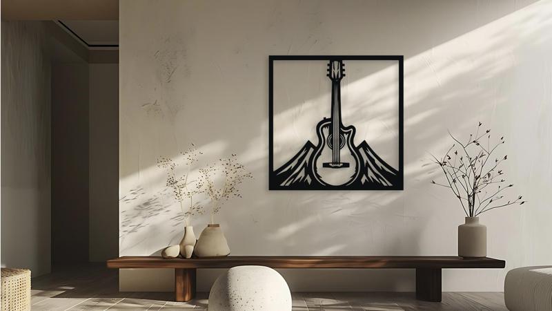 Guitar Mountain Wall Art Decor for Laser Cut and 3D Printing