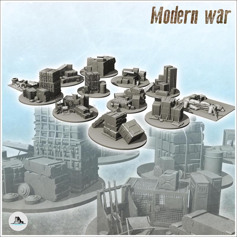 Set of battlefield accessories with ammunition boxes (1) - Cold Era Modern Warfare Conflict World War 3 RPG Afghanistan Iraq