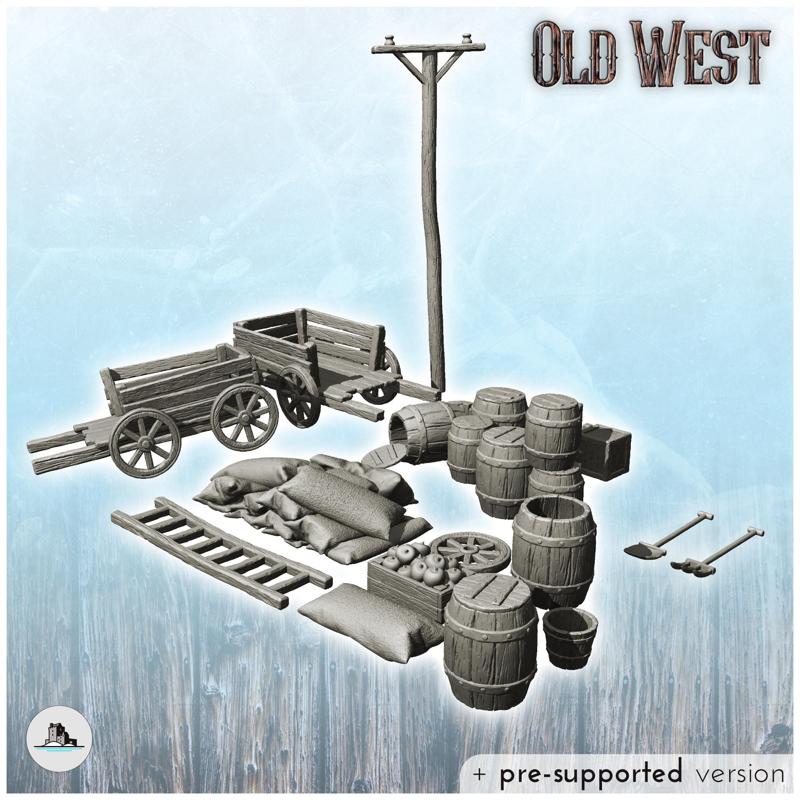 Set of modern and western outdoor accessories with carts (1) - Cowboy USA America ACW American Civil War History Historical