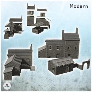 Set of three traditional European stone buildings with farm and stable (7) - World War Two Second WWII Front Eastern Western Axis Allied