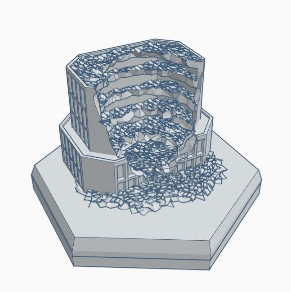 Sci-Fi Ruined Building 5 Hex Map Scale HMSSFR005