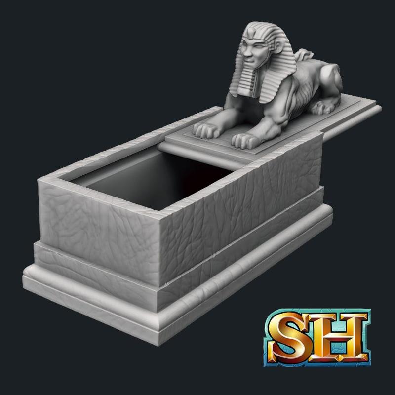 Sphynx Sarcophagus Dice Box with Sliding Lid