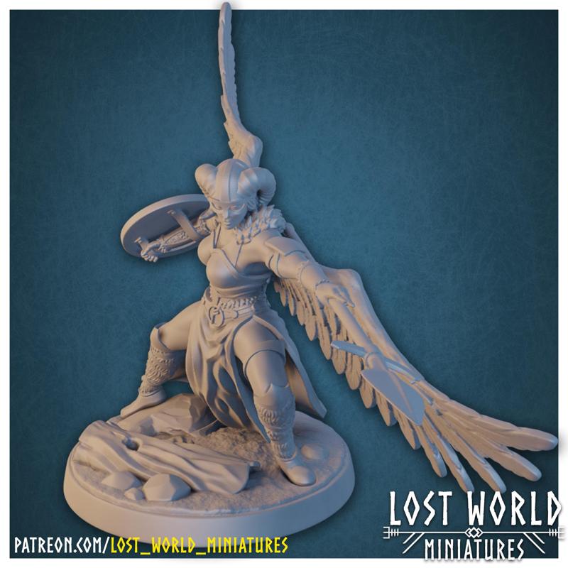 Valkyrie Miniature Supported- Pose D - 3D Printable 3D print model