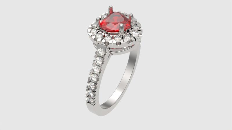 Heart-Shaped Halo Ring 3D print