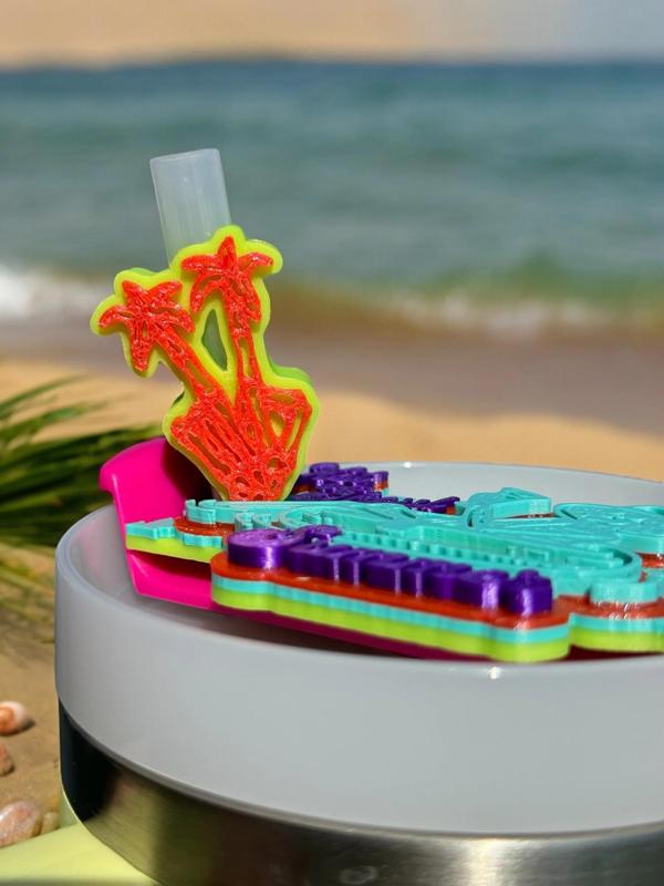 Skeleton Hand Palm Trees Straw Topper