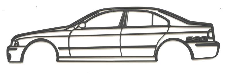BMW 5 Series E39/ 5series silhouette Wall Art with 5xx emblems
