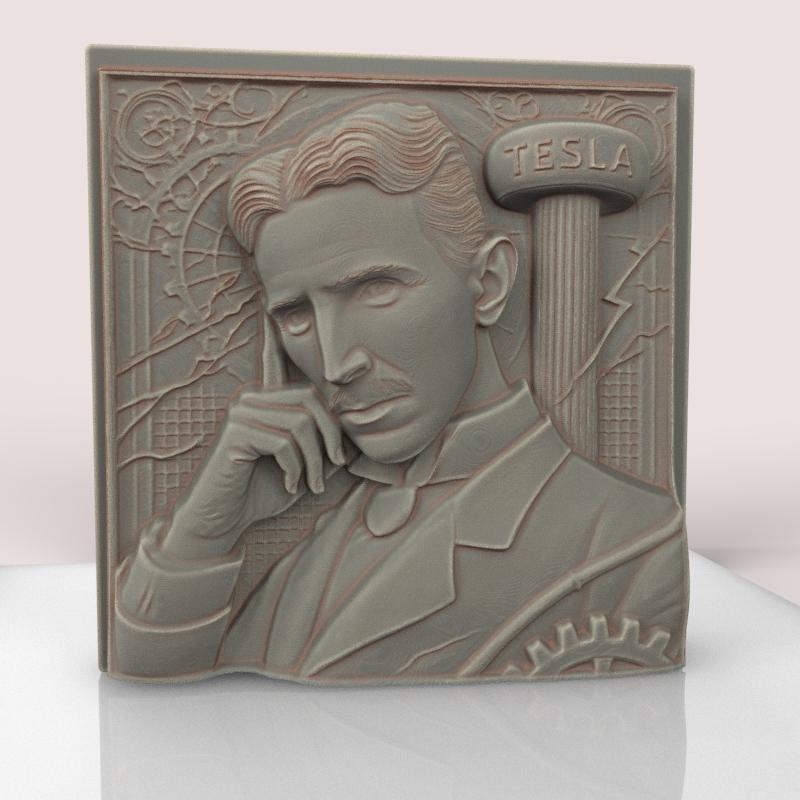 Nikola Tesla Bas-Relief STL File – Bring the Genius of Science into Your Home