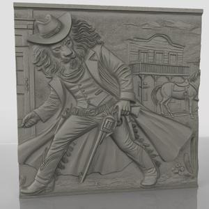 Cowboy Lion Bas Relief Decor