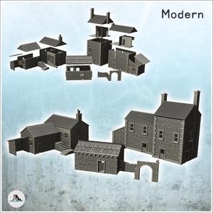 Set of three traditional European stone buildings with farm and stable (7) - World War Two Second WWII Front Eastern Western Axis Allied