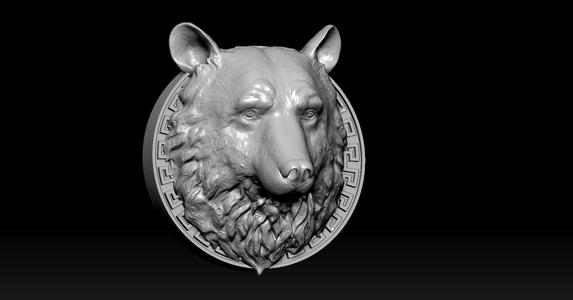 Bear Head Pendant 3D Print Model