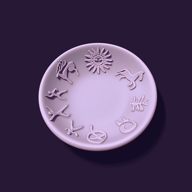plate shape with petroglyphs diameter - 104mm for casting