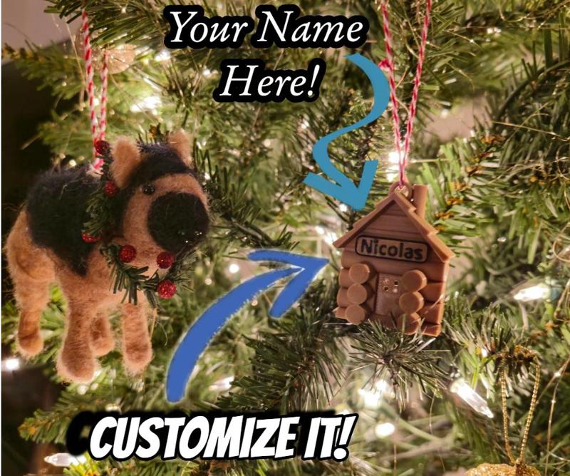 Customaizable Tiny Christmas Ornament Cabin!