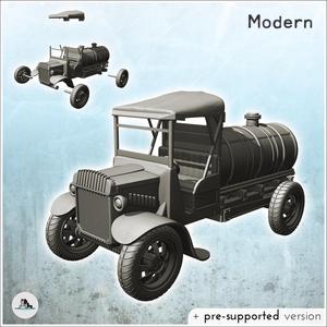 Retro car with four wheels and storage tanks in the back (12) - Modern WW2 WW1 World War Diaroma Wargaming RPG Mini Hobby